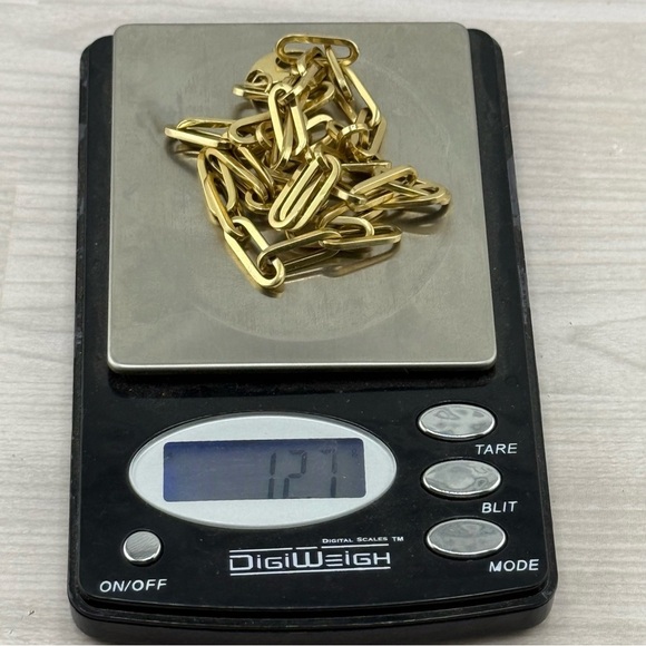 14k Solid Yellow Gold Classic Paperclip Necklace 12.7g - Picture 4 of 5